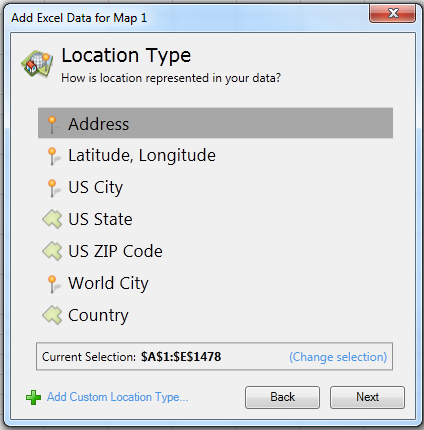 Choose Location Data Type